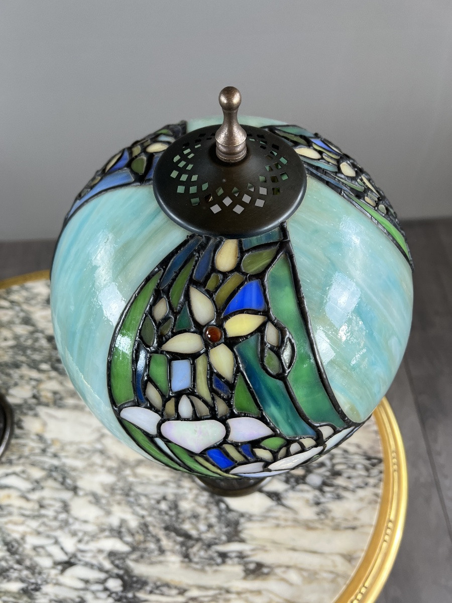 Pair Of Tiffany-style Lamps, 20th Century-photo-3