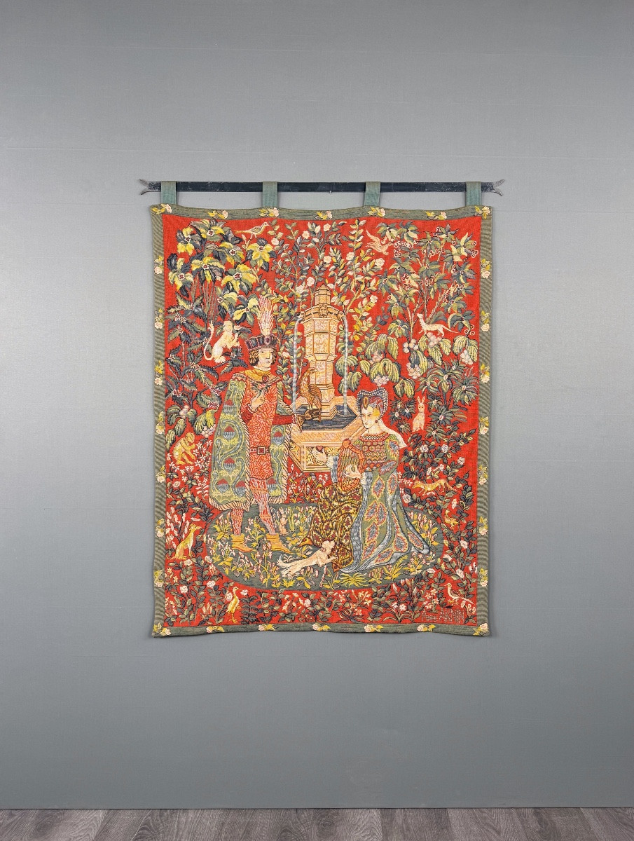 Medieval-style Wall Tapestry, Courtly Scene, 20th Century