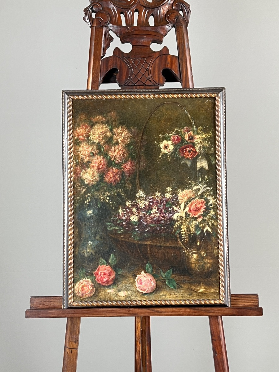 Tableaux, Paire de natures mortes aux fleurs, huiles sur toile, Angelo Zoffoli (1860–1910)-photo-6