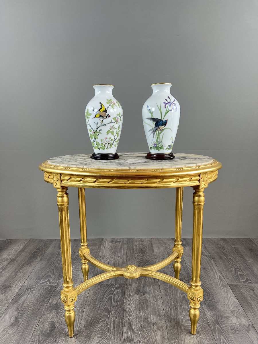 Pair Of Franklin Porcelain Vases, 20th Century-photo-2