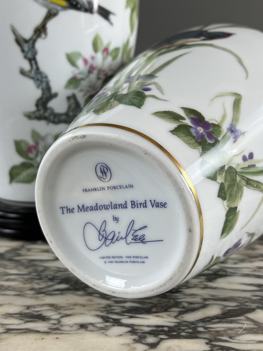 Pair Of Franklin Porcelain Vases, 20th Century-photo-3