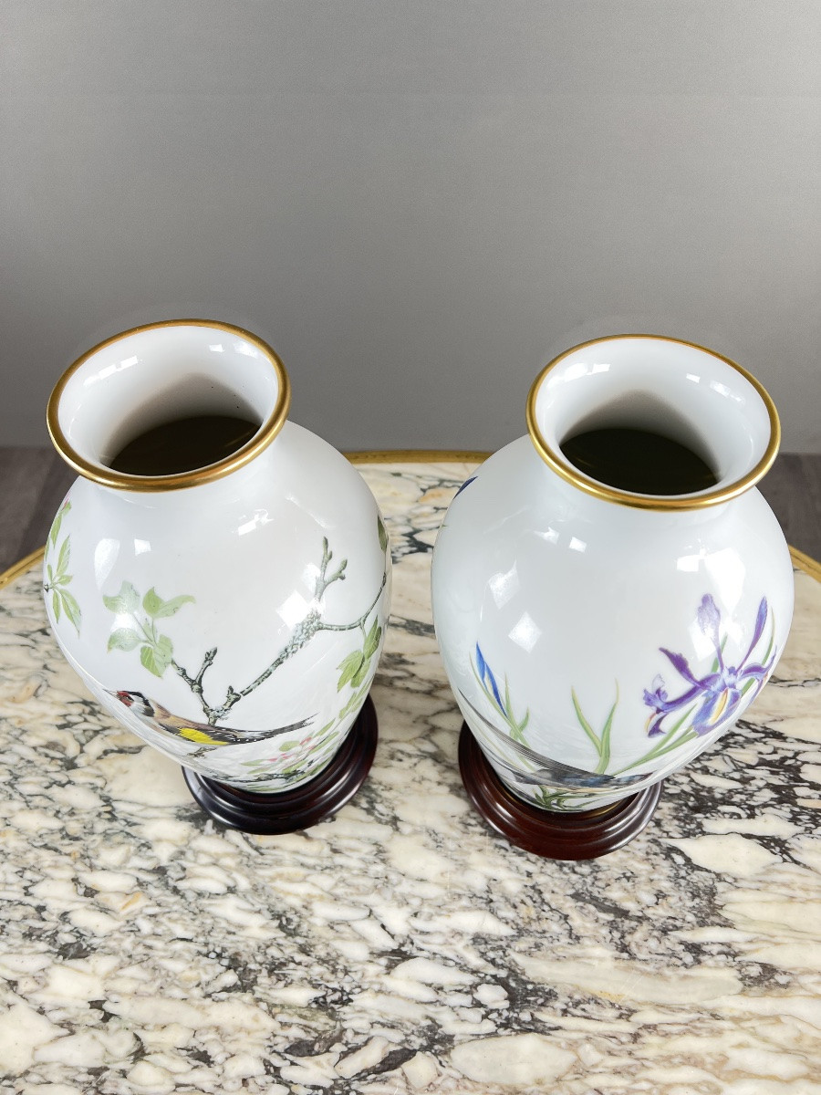 Pair Of Franklin Porcelain Vases, 20th Century-photo-5