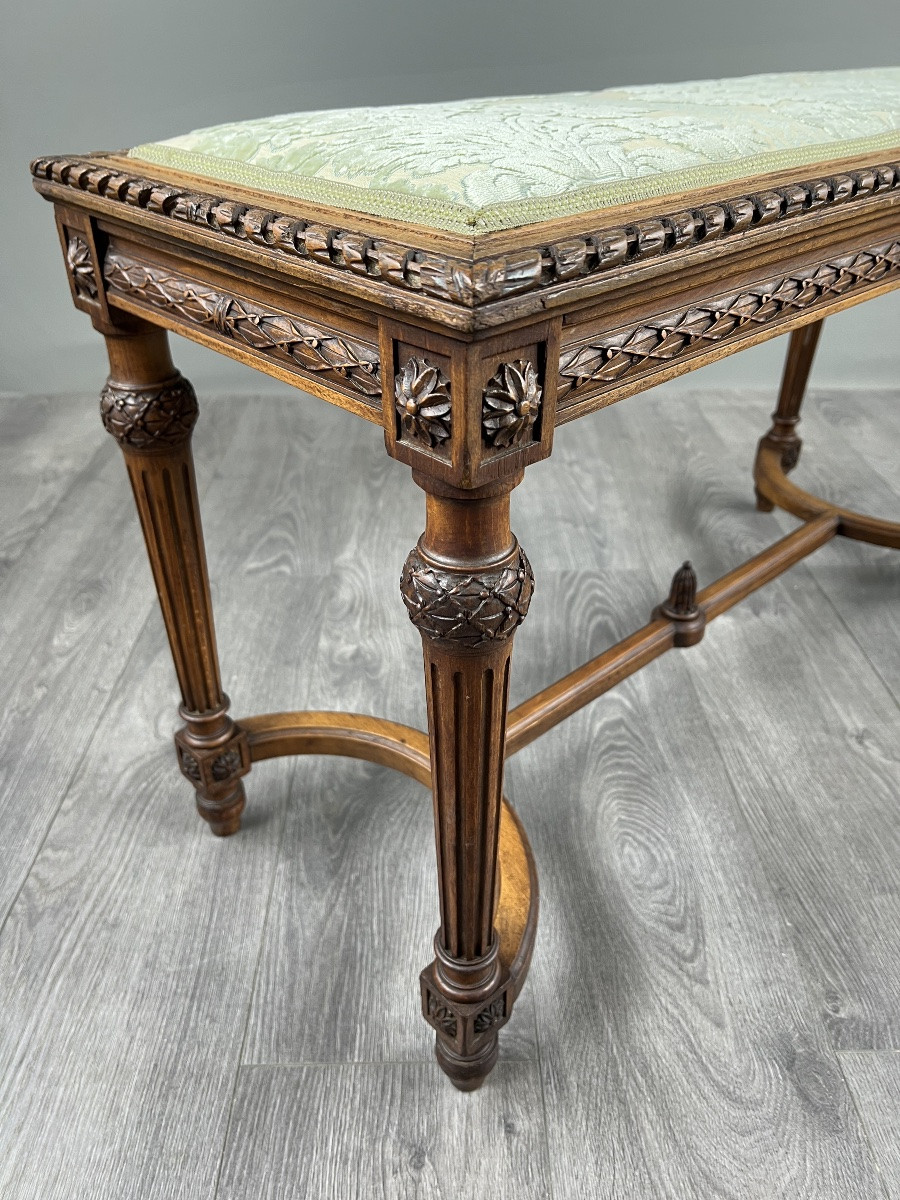 Louis XVI Style Bench Seat In Carved Wood, 19th Century-photo-2