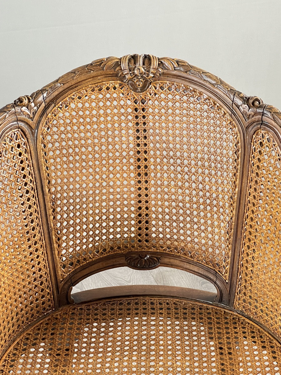 Paire de fauteuils cannés de style Louis XVI, XIXe siècle-photo-3