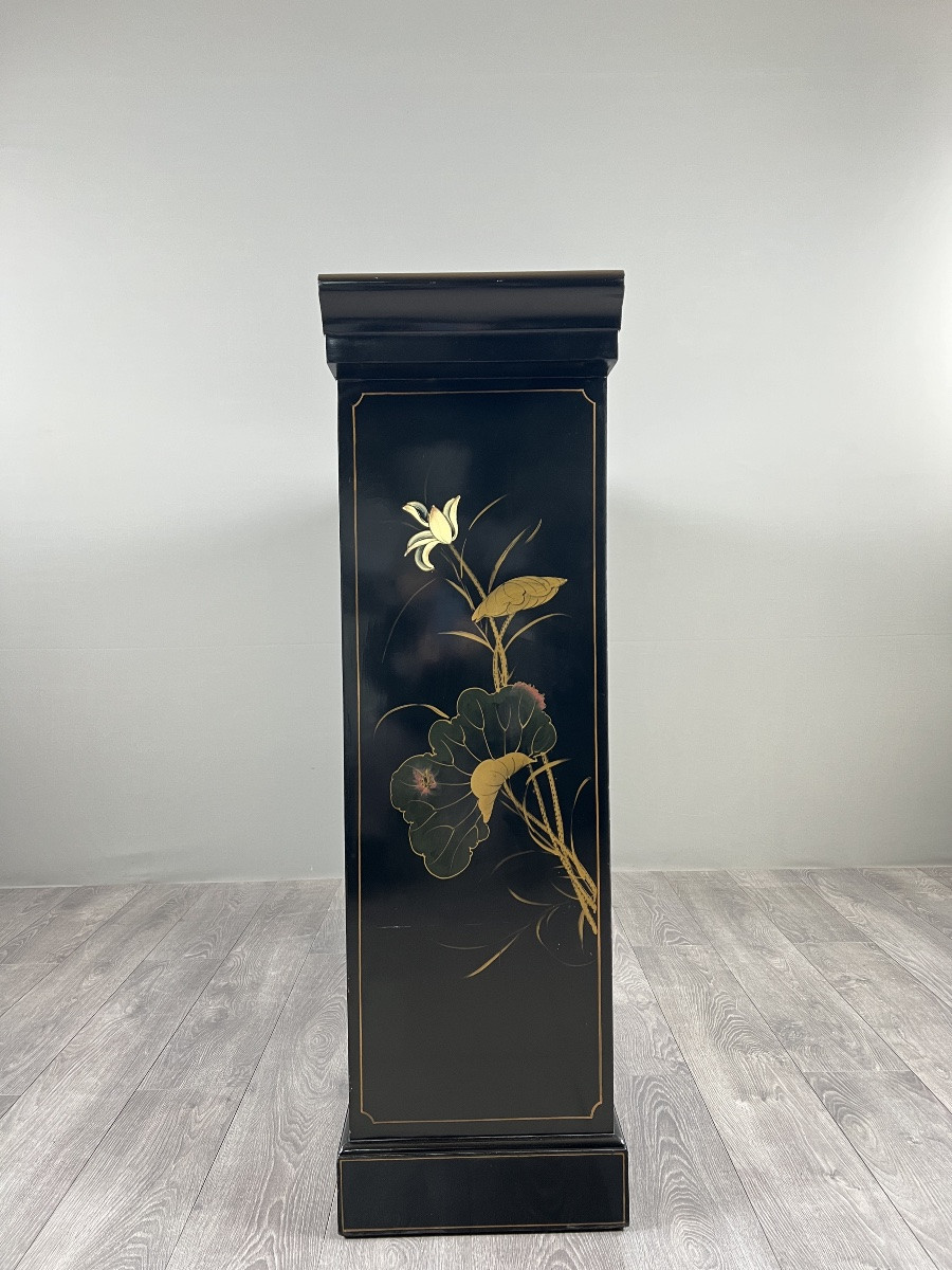 Meuble bar laqué noir à décor asiatique, XXe siècle-photo-4