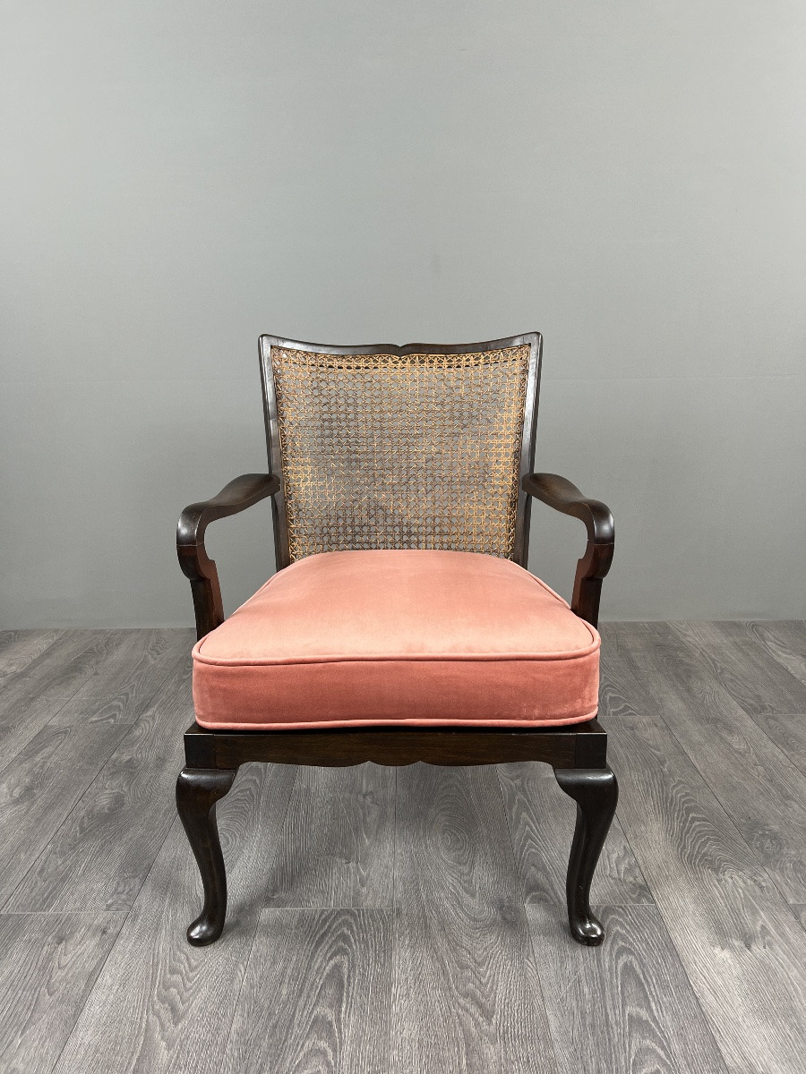 Pair Of Armchairs In Wood And Wickerwork, 20th Century-photo-2