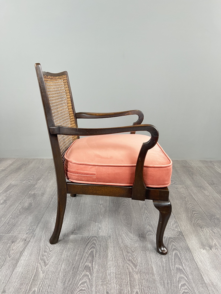 Pair Of Armchairs In Wood And Wickerwork, 20th Century-photo-2