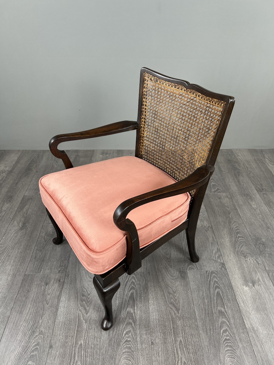 Pair Of Armchairs In Wood And Wickerwork, 20th Century-photo-4
