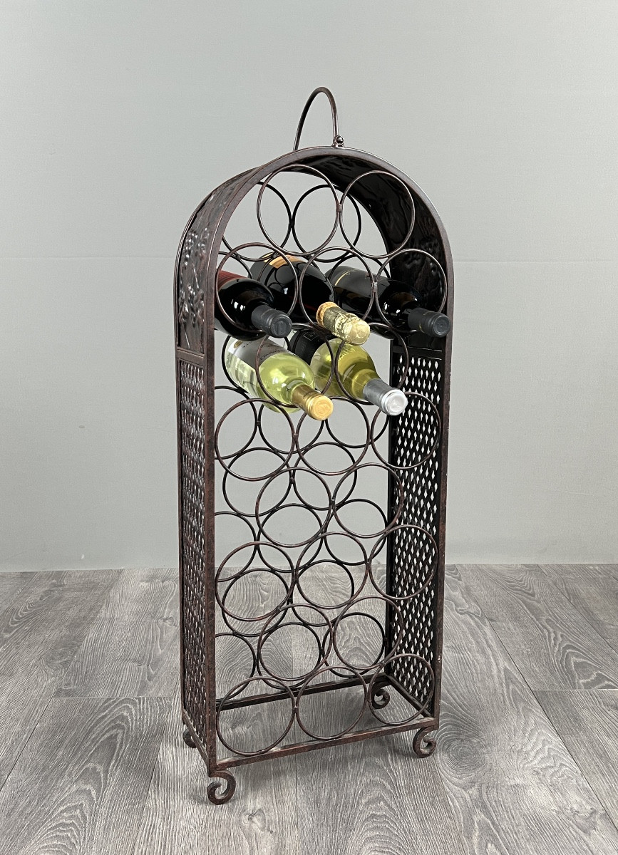 Porte-bouteilles en métal patiné, XXe Siècle