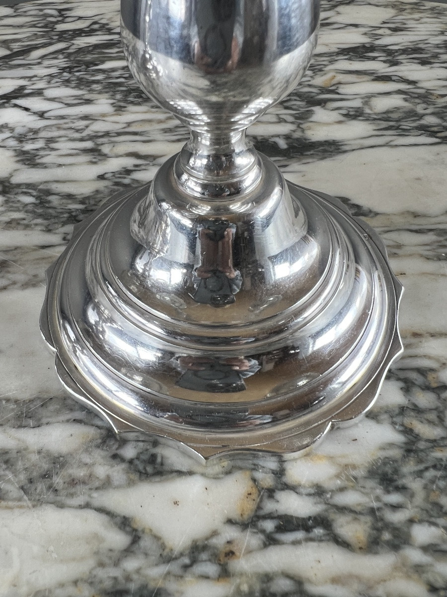 Paire de candélabres en métal argenté, XXe siècle-photo-3