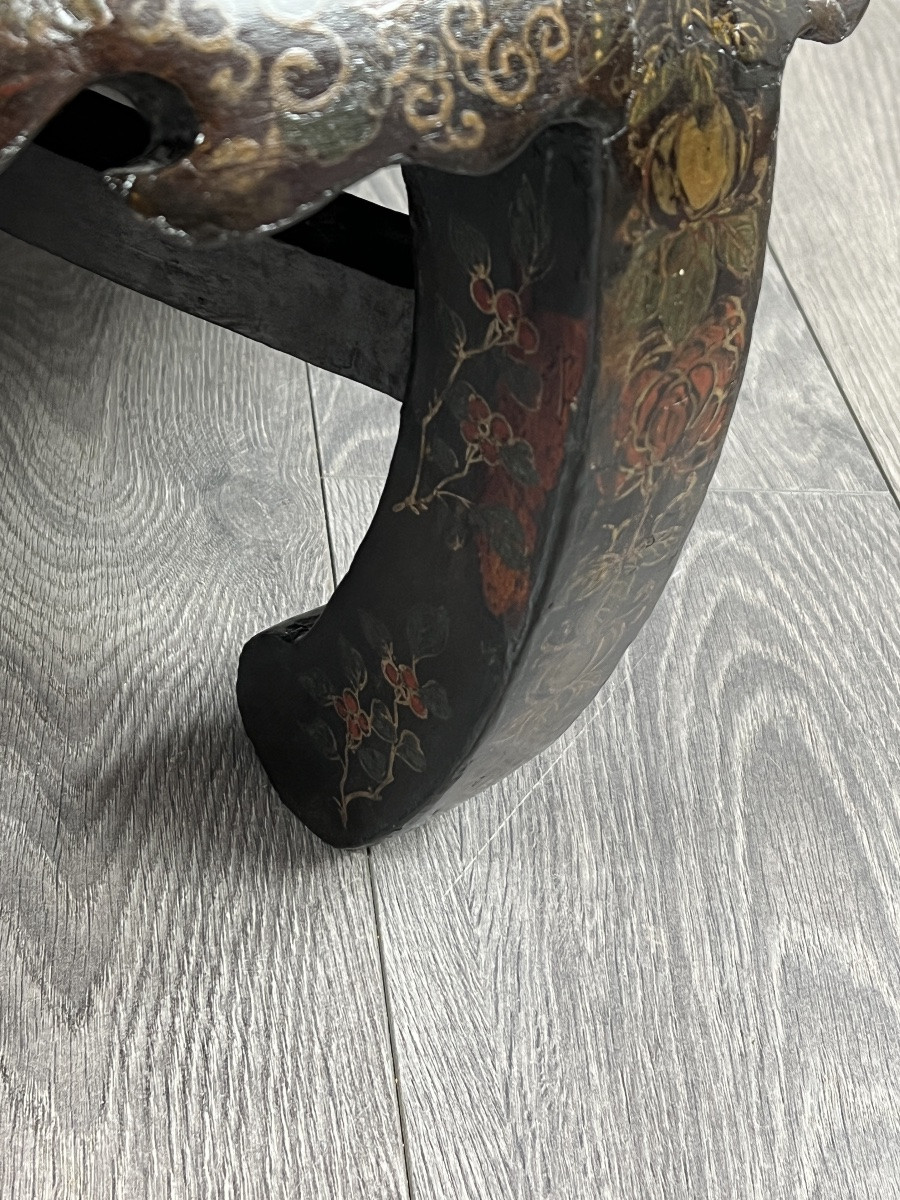 Table basse asiatique en laque, décor incrusté, fin XIXe siècle-photo-3
