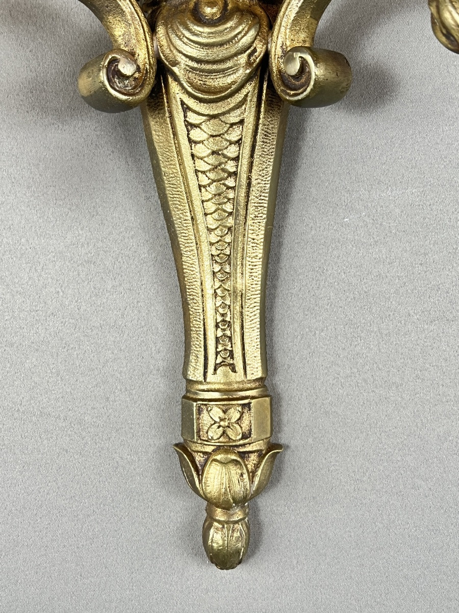 Suite Of Four Bronze Sconces, Louis XVI Style, 20th Century-photo-4