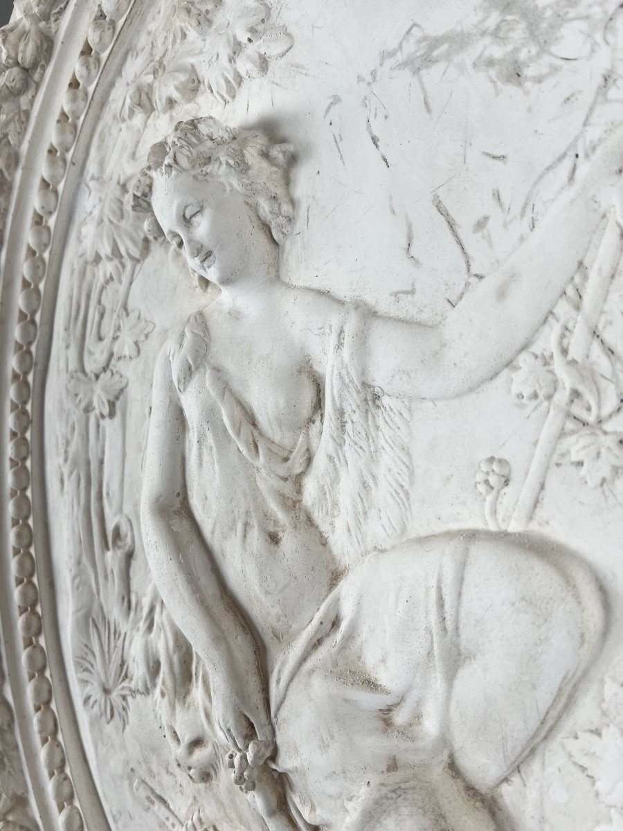Médaillon panneau mural en relief, scène allégorique, XXe siècle-photo-3
