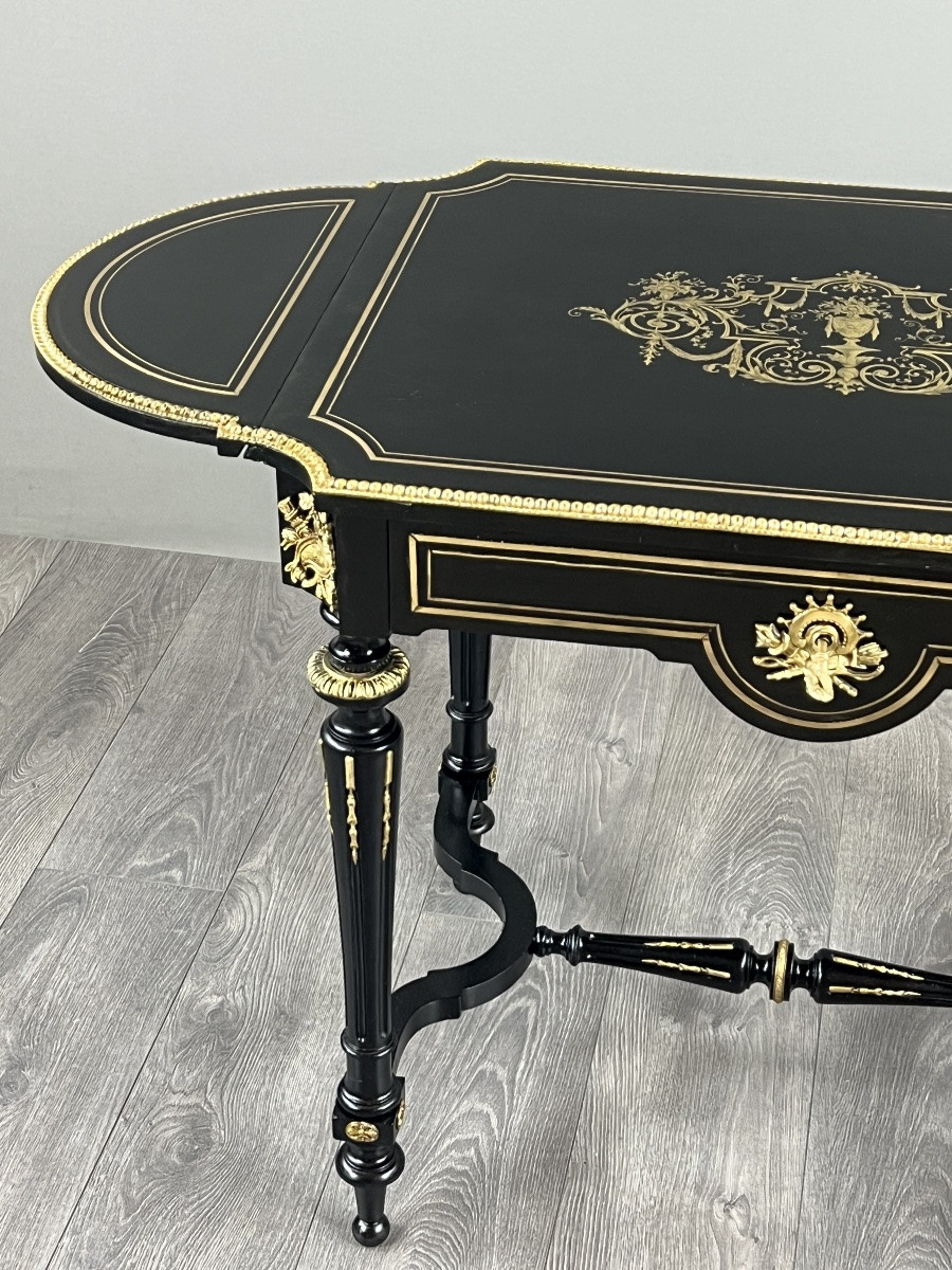 Table de salon à volets de style Napoléon III, XIXe siècle-photo-2