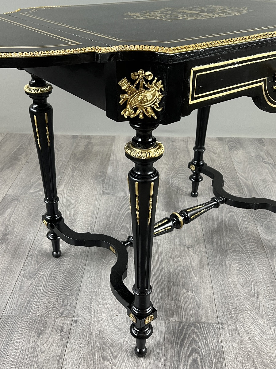 Table de salon à volets de style Napoléon III, XIXe siècle-photo-3