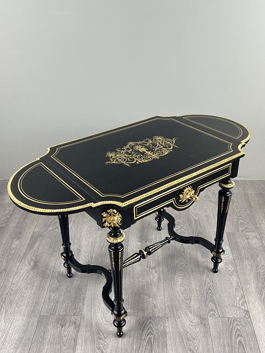 Table de salon à volets de style Napoléon III, XIXe siècle-photo-4