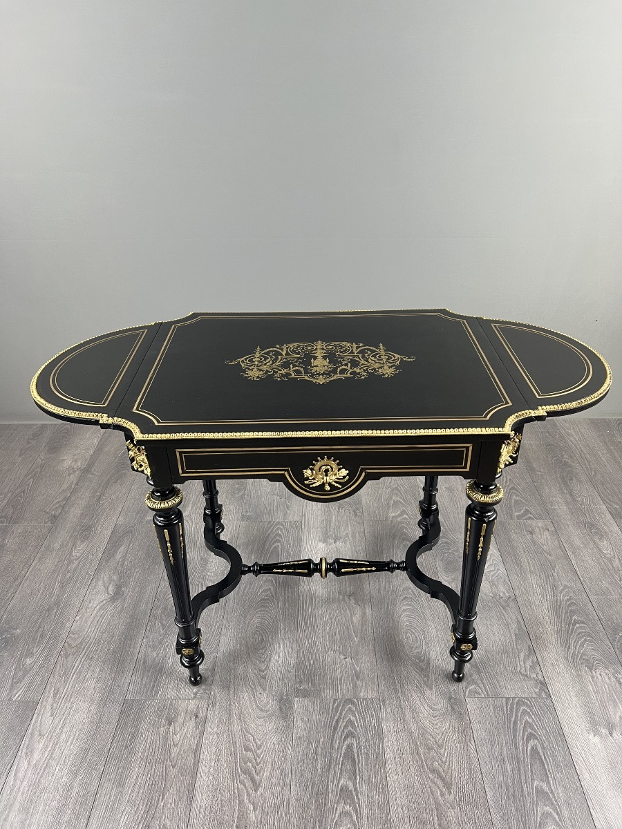 Table de salon à volets de style Napoléon III, XIXe siècle-photo-3