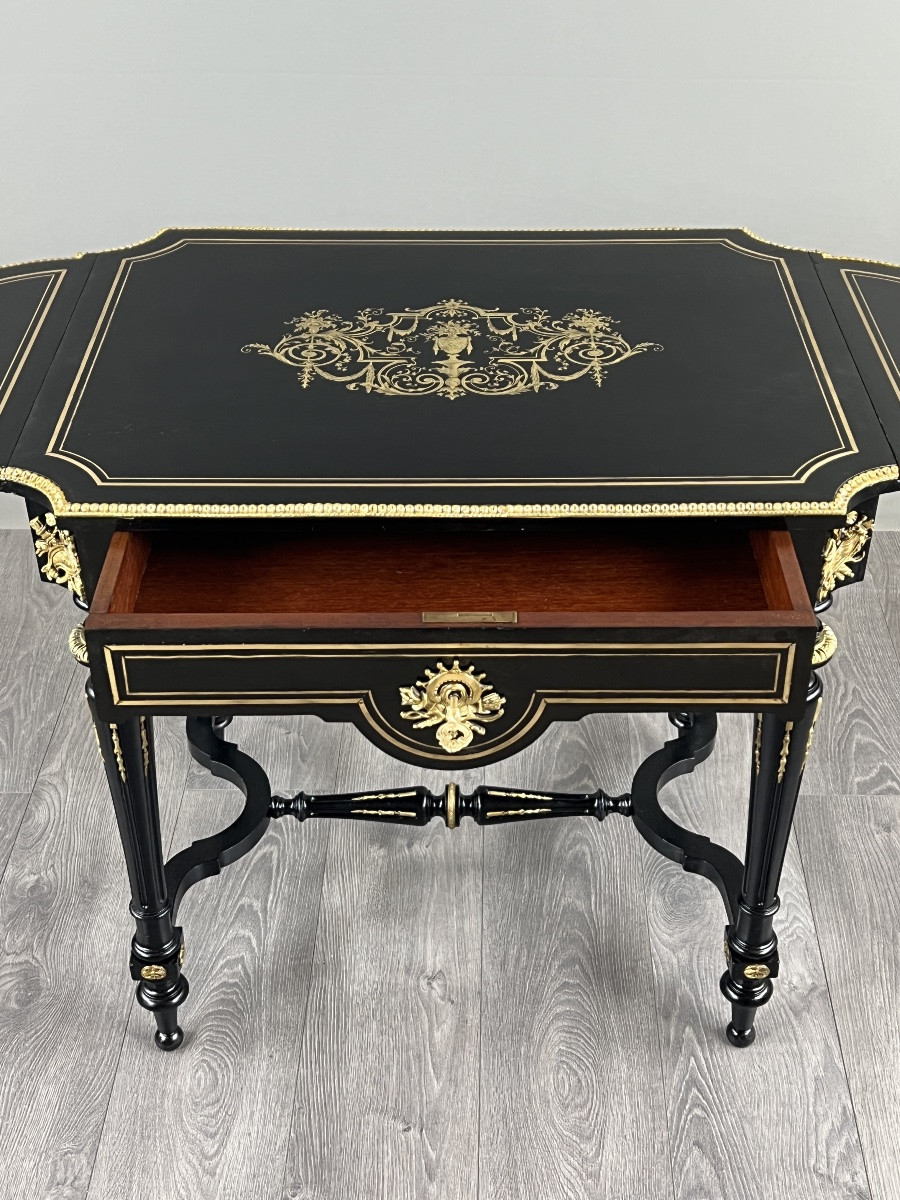 Table de salon à volets de style Napoléon III, XIXe siècle-photo-6