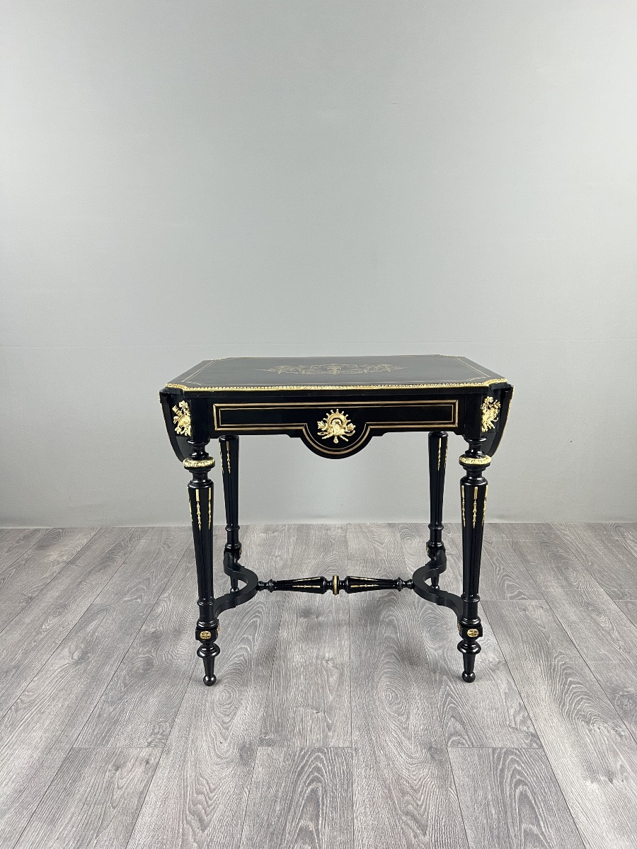 Table de salon à volets de style Napoléon III, XIXe siècle-photo-8