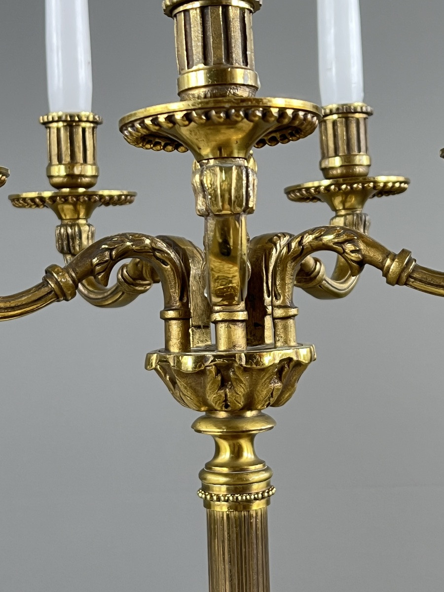 Pair Of 5-light Gilt Bronze Candelabra In The Louis XVI Style, 20th Century-photo-1