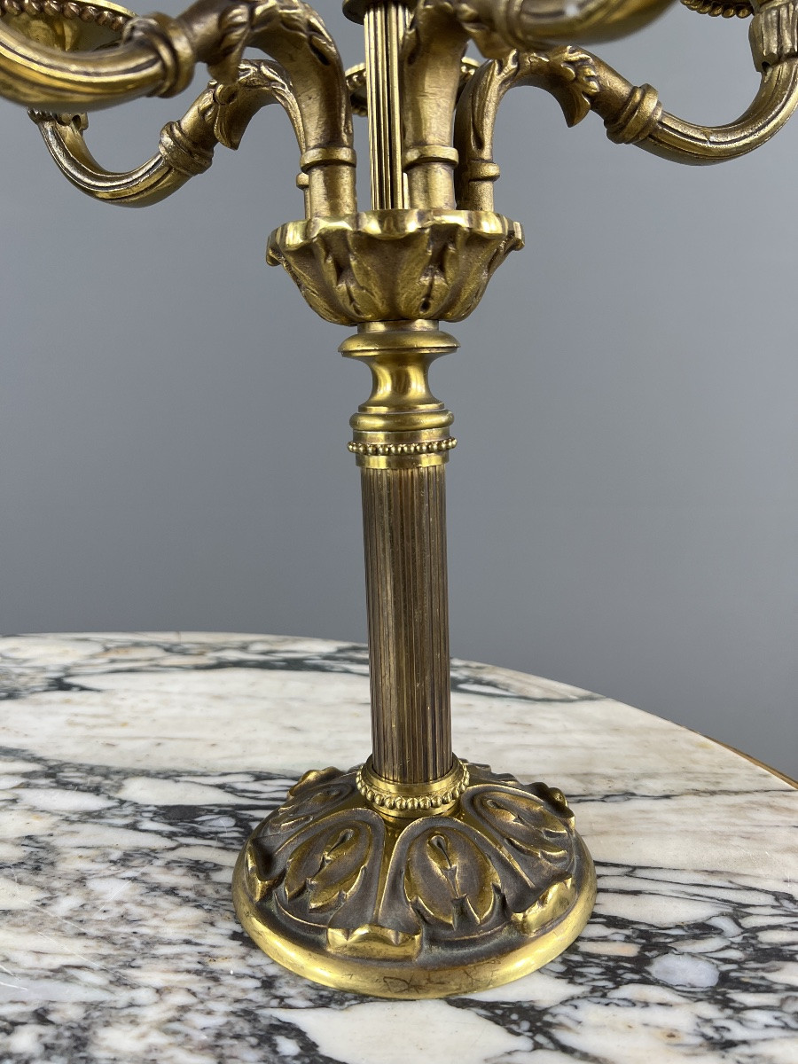 Pair Of 5-light Gilt Bronze Candelabra In The Louis XVI Style, 20th Century-photo-3