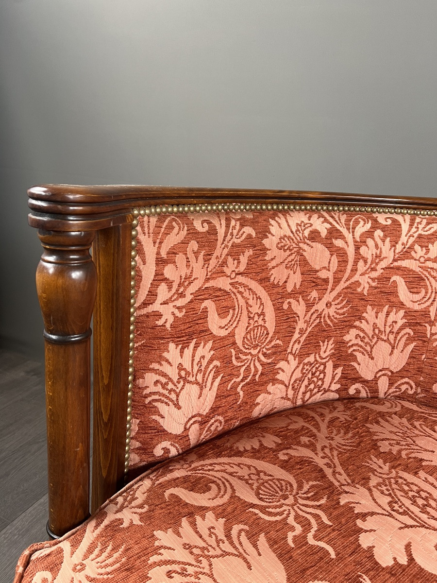 Méridienne Chaise Longue In The Louis XVI Style, Rich Floral Fabric, 20th Century-photo-4