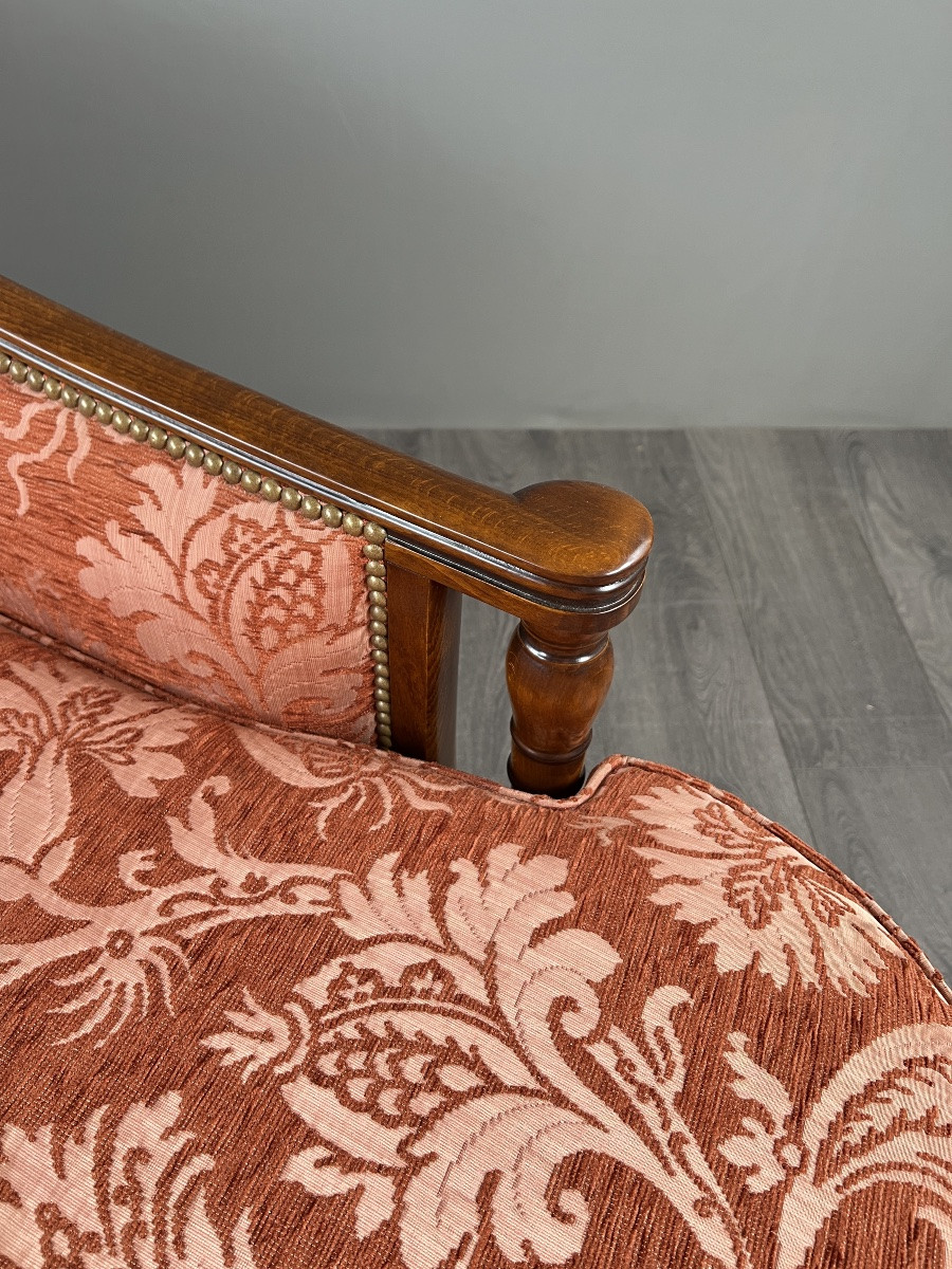 Méridienne Chaise Longue In The Louis XVI Style, Rich Floral Fabric, 20th Century-photo-6