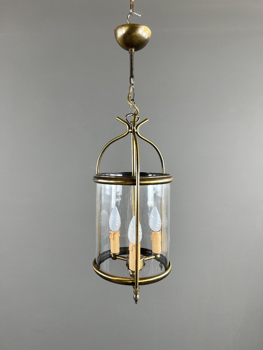 Brass And Glass Lantern, 20th Century-photo-4