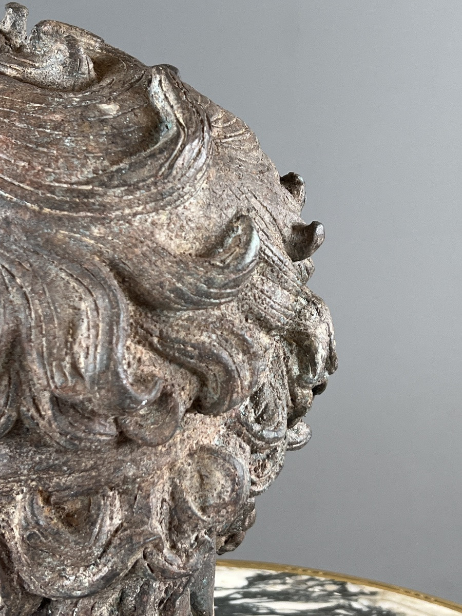 Sculptural Bronze Bust On Base, 20th Century-photo-2