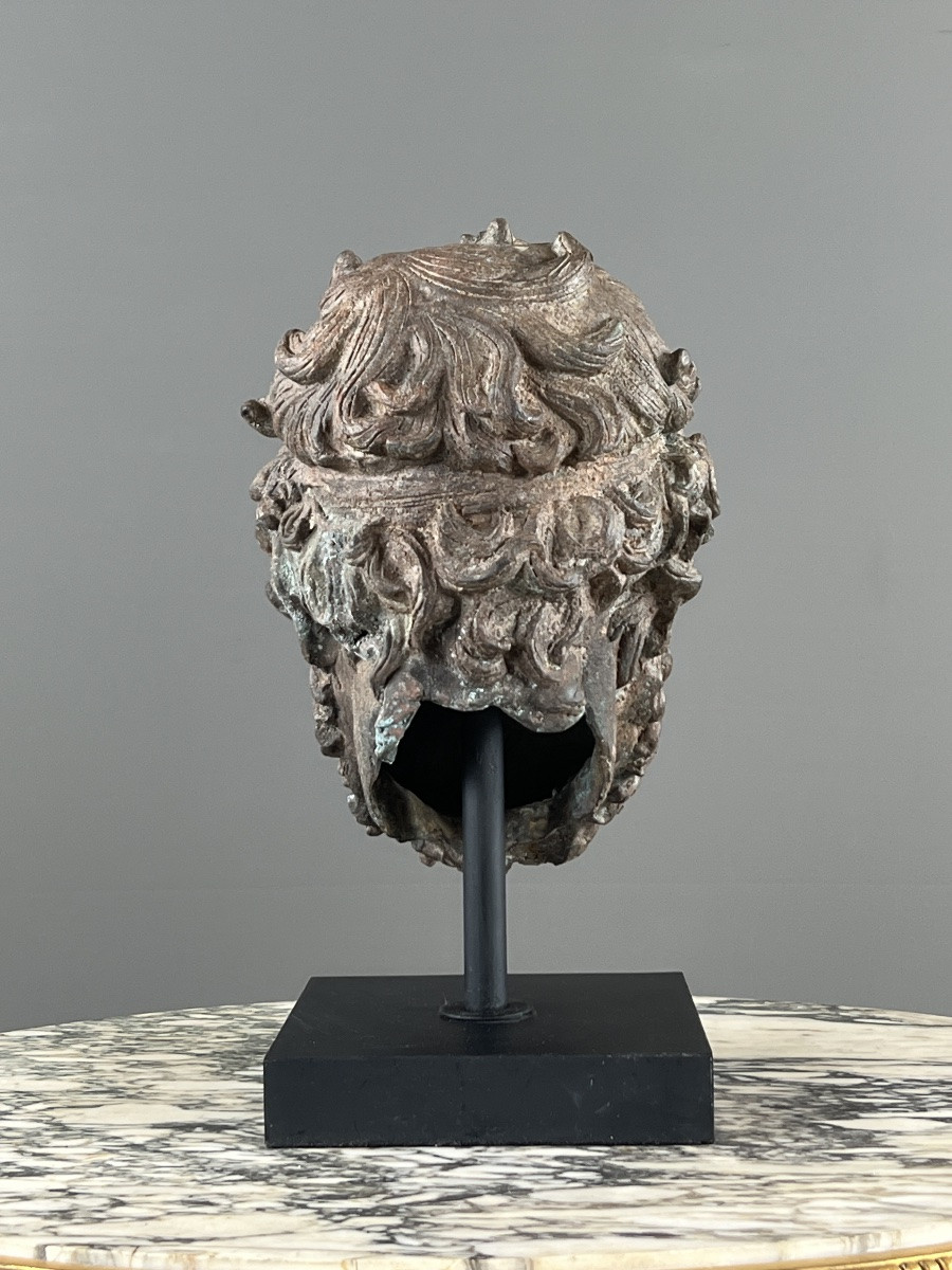 Sculptural Bronze Bust On Base, 20th Century-photo-3