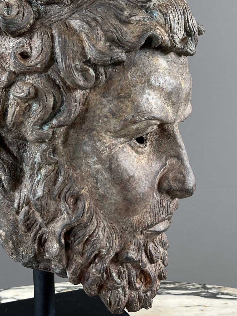 Sculptural Bronze Bust On Base, 20th Century-photo-4