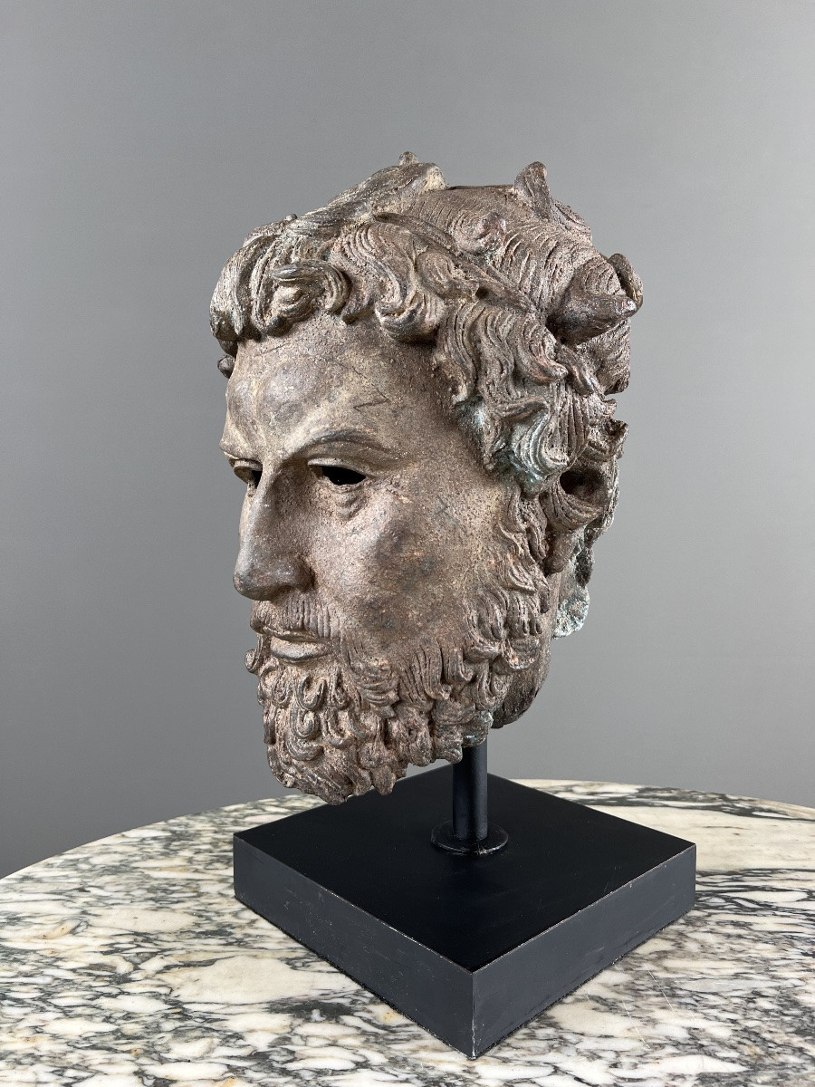 Sculptural Bronze Bust On Base, 20th Century-photo-6
