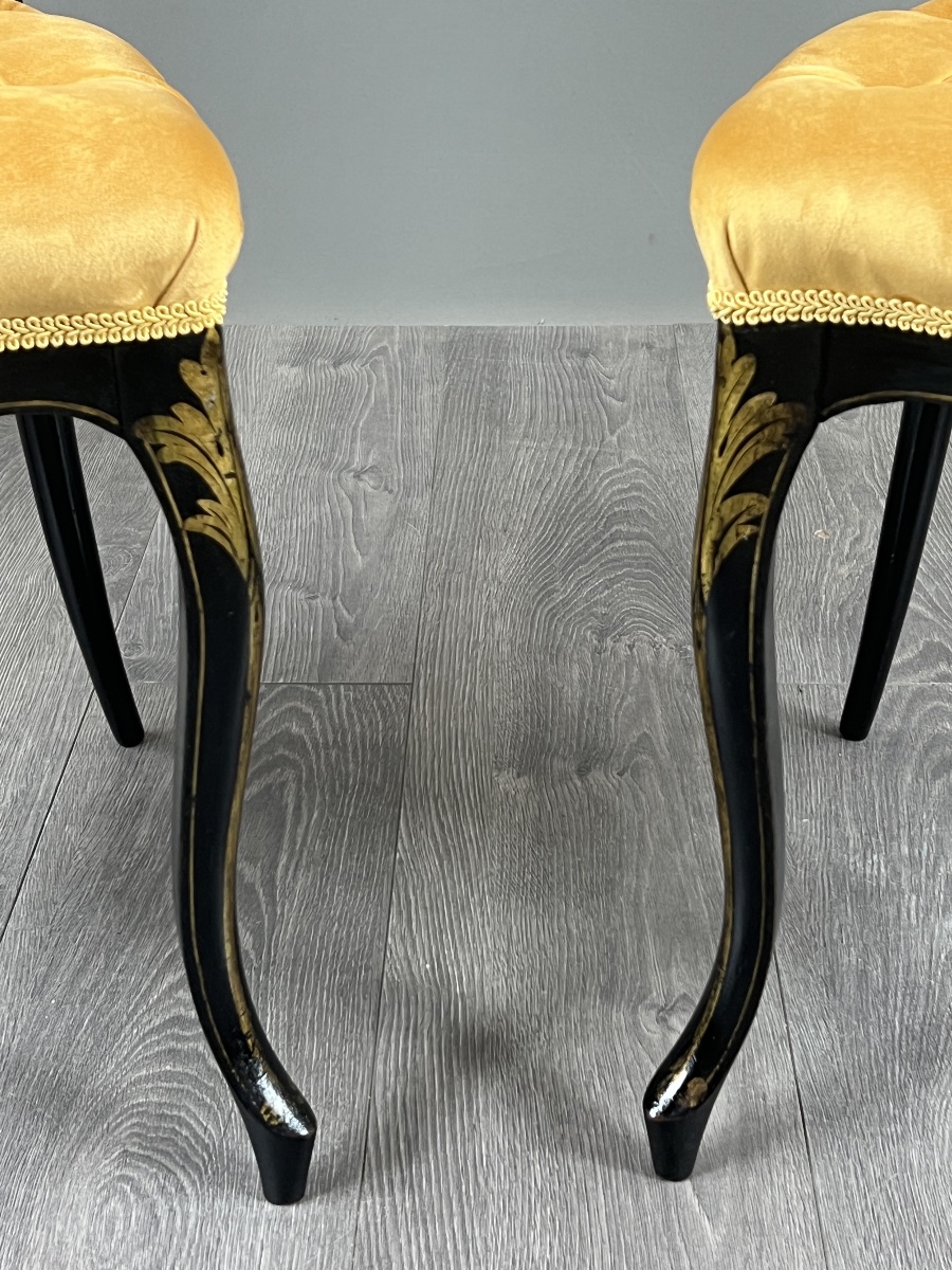 Paire de chaises Napoléon III marquetées et incrustées de nacre, XIXe Siècle-photo-3