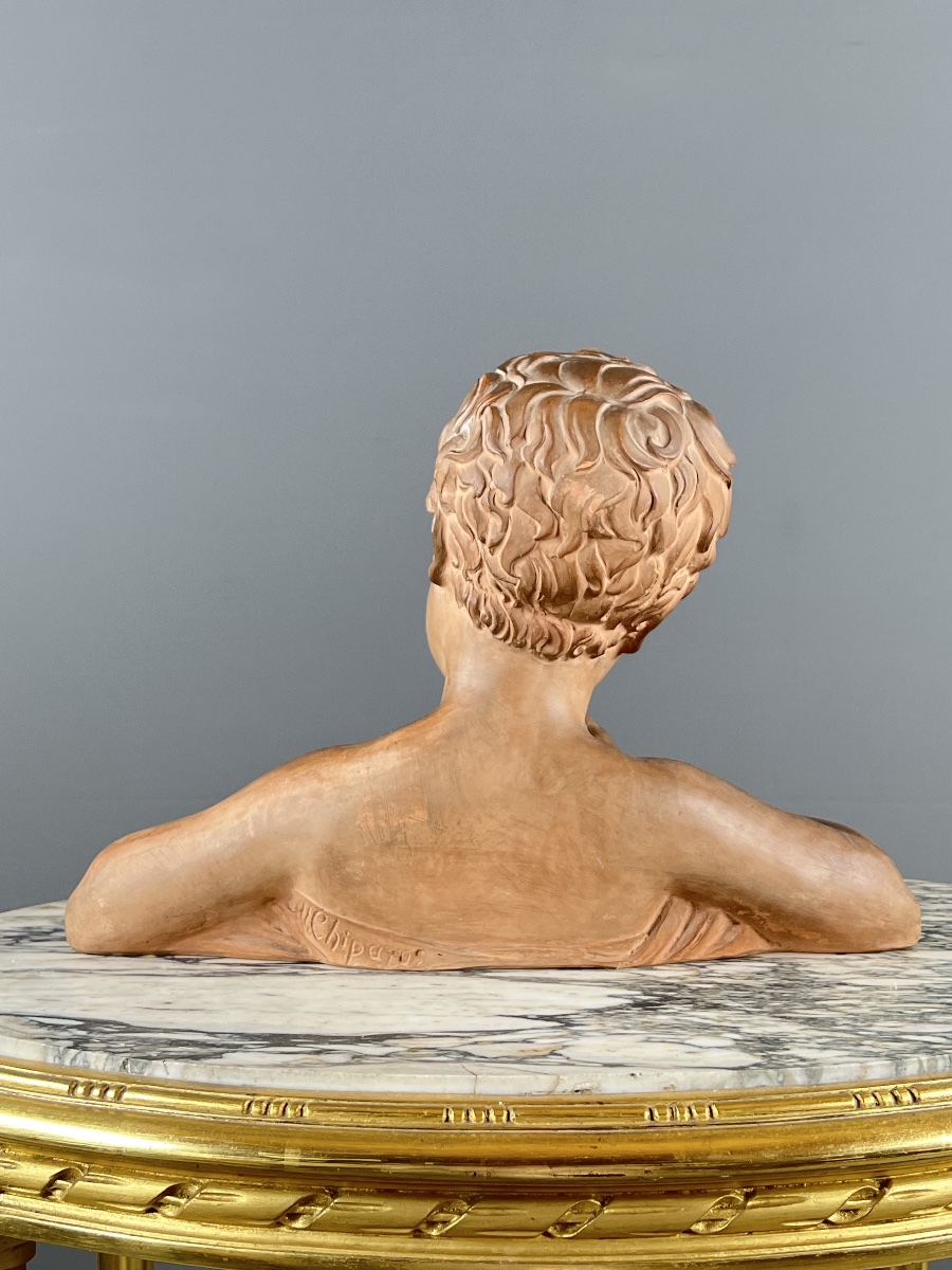 Terracotta Bust Of A Child Signed D. H. Chiparus, 20th Century-photo-1