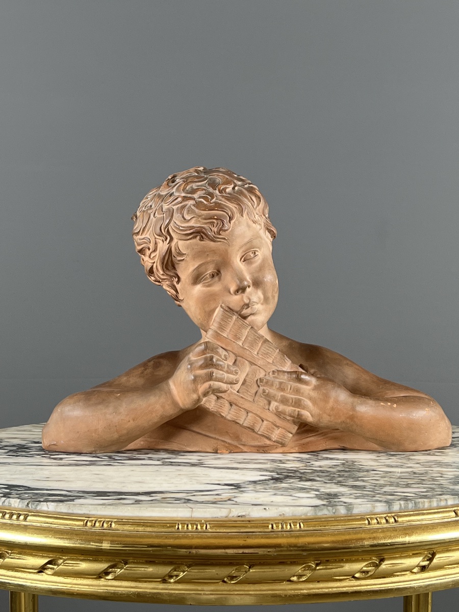 Terracotta Bust Of A Child Signed D. H. Chiparus, 20th Century-photo-2