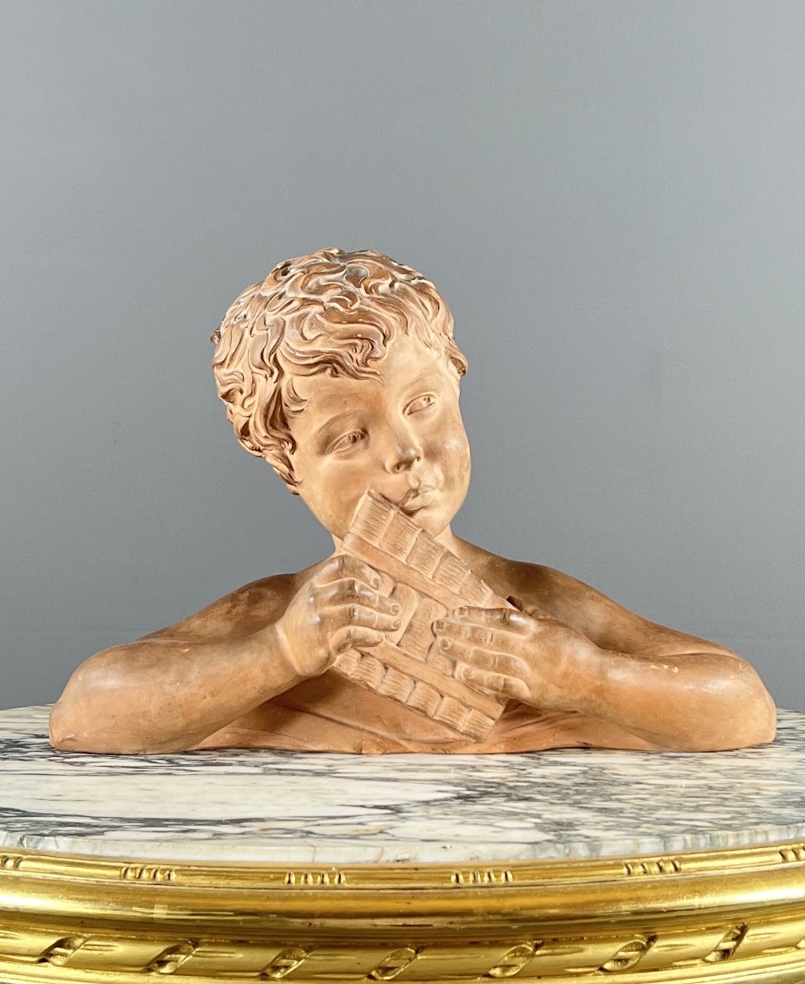 Terracotta Bust Of A Child Signed D. H. Chiparus, 20th Century