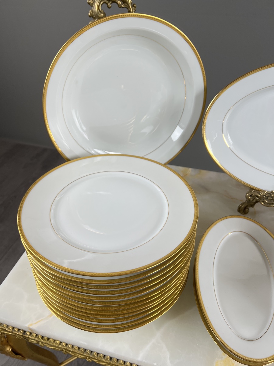 Jammey-seignolles Limoges Porcelain Dinner Service, Montreuil Model, 30 Pieces-photo-3