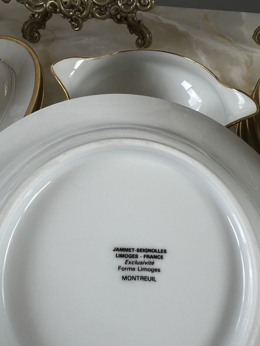 Jammey-seignolles Limoges Porcelain Dinner Service, Montreuil Model, 30 Pieces-photo-8