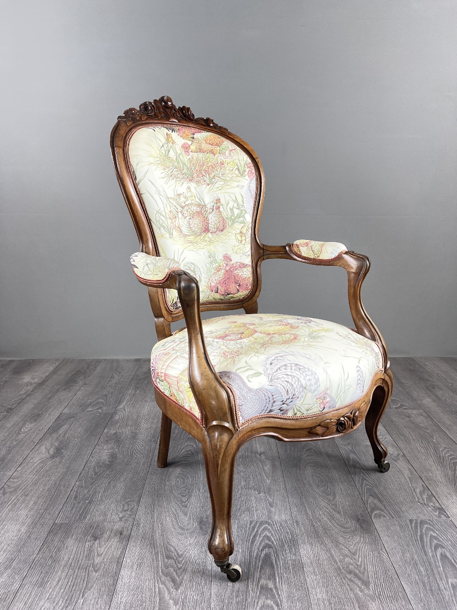 Antique Armchair In Carved Wood, Napoleon III Period, 19th Century-photo-3