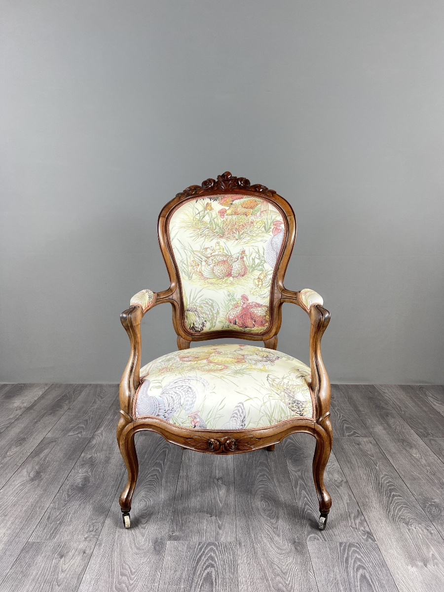 Antique Armchair In Carved Wood, Napoleon III Period, 19th Century-photo-4