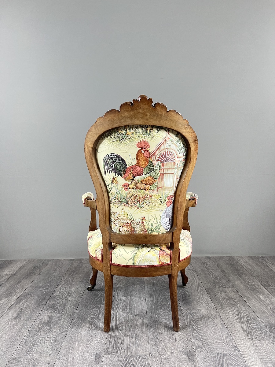 Antique Armchair In Carved Wood, Napoleon III Period, 19th Century-photo-4