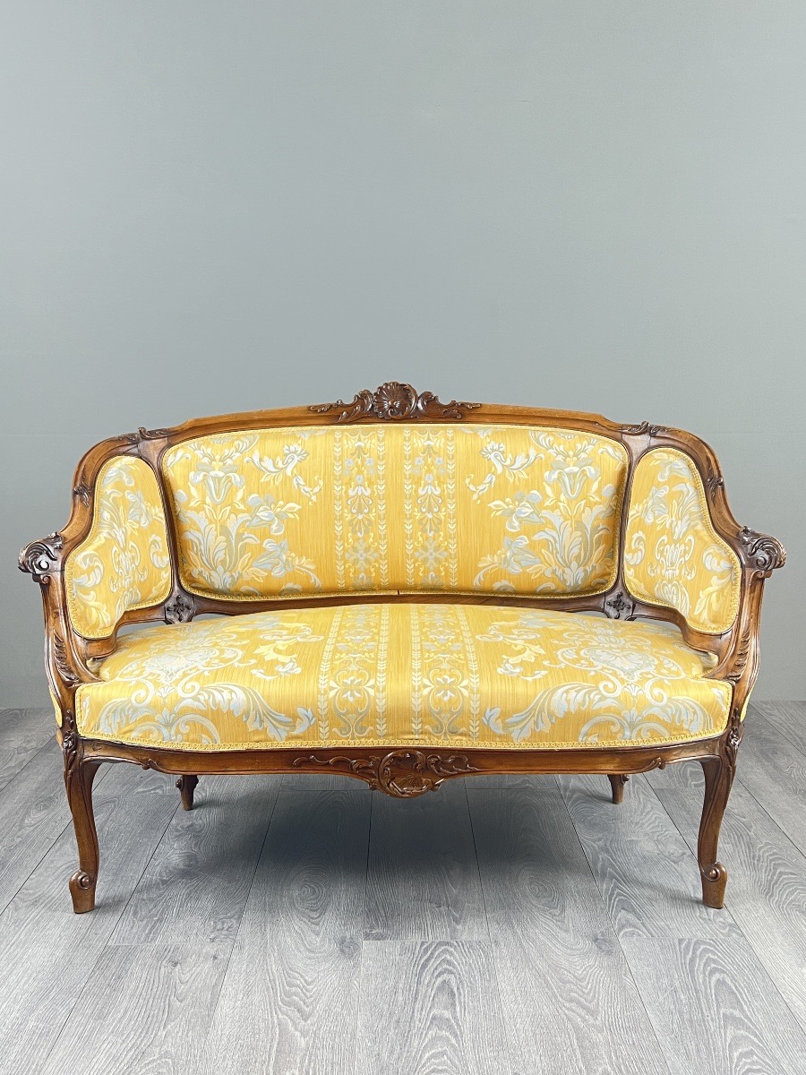Louis XV Style Salon In Carved Wood, 19th Century-photo-3