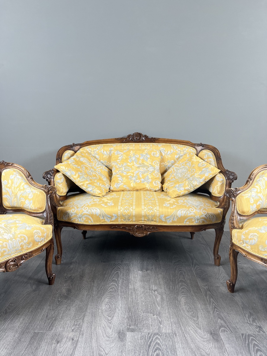 Louis XV Style Salon In Carved Wood, 19th Century-photo-4