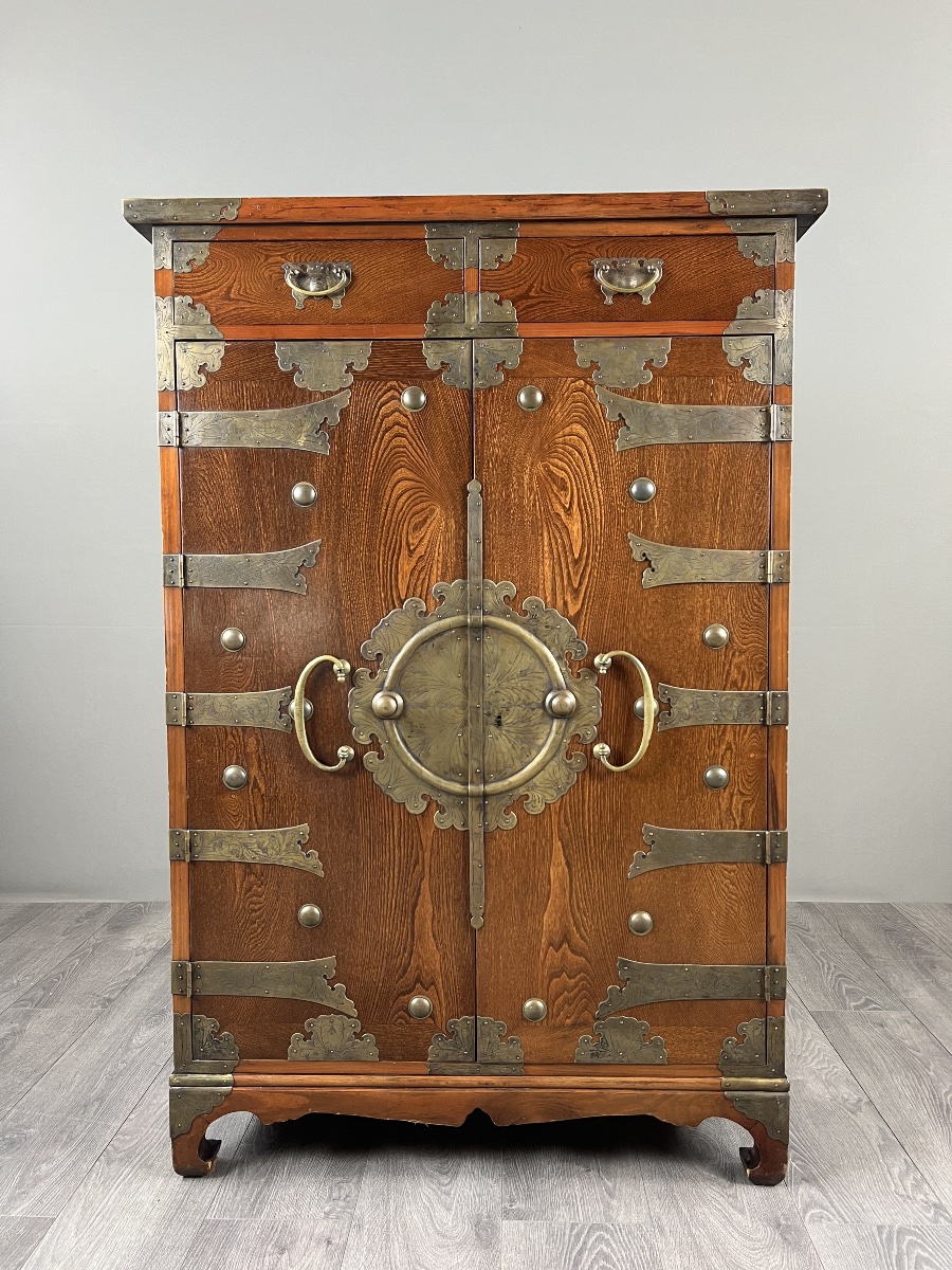 Japanese Tansu Cabinet In Wood With Brass Fittings, Late 19th Century-photo-2