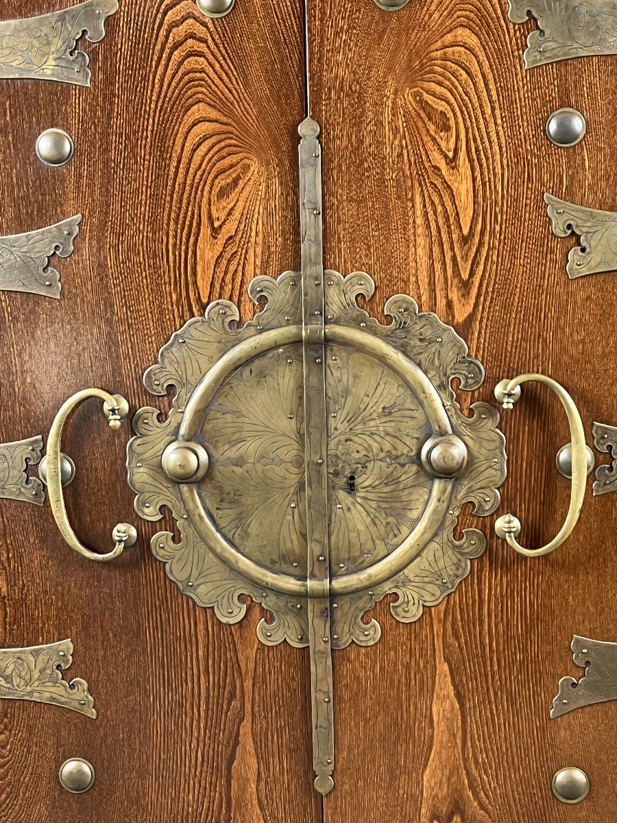 Japanese Tansu Cabinet In Wood With Brass Fittings, Late 19th Century-photo-4