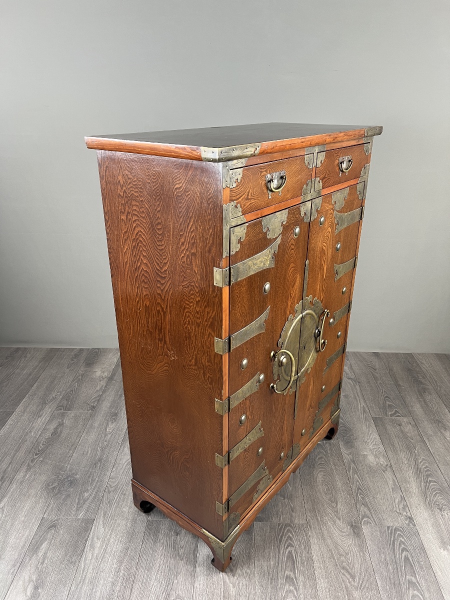 Japanese Tansu Cabinet In Wood With Brass Fittings, Late 19th Century-photo-7