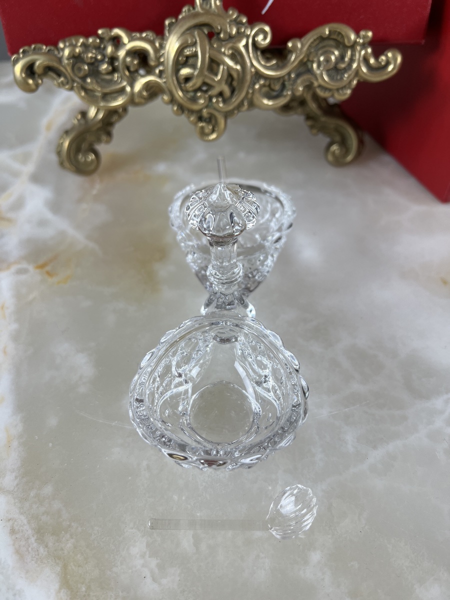 Salière double en cristal de Baccarat, modèle à décor taillé, XXe Siècle-photo-5