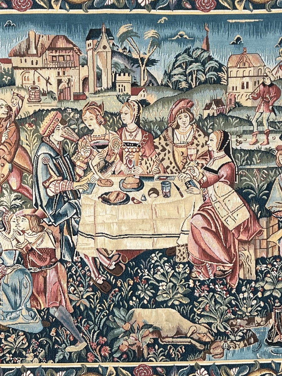 Tapisserie Jacquard « Le Pique-Nique », Fabrication française, XXe Siècle-photo-3