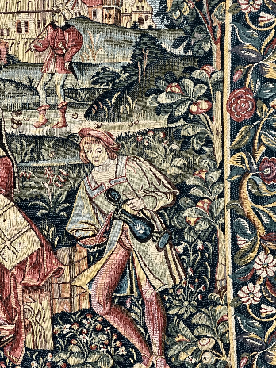 Tapisserie Jacquard « Le Pique-Nique », Fabrication française, XXe Siècle-photo-4
