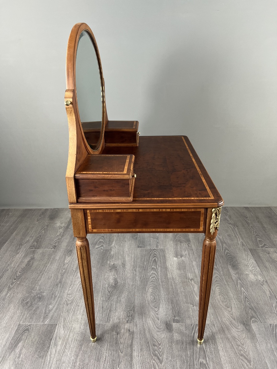 Coiffeuse de style Louis XVI en bois marqueté,  XXe Siècle-photo-2